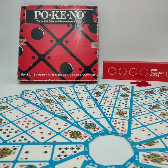 Vintage Set Po-Ke-No POKENO Poker-Keno Board Card Game 12 Board Set Chips - Picture 6 of 14